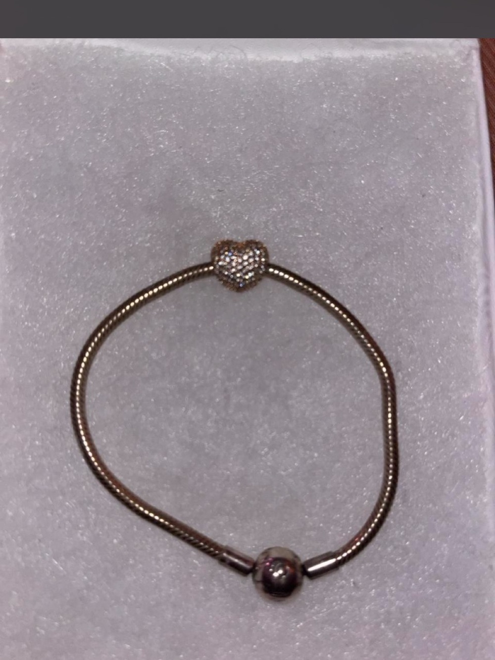Pandora Rose Gold Heart Pavé Snake Bracelet